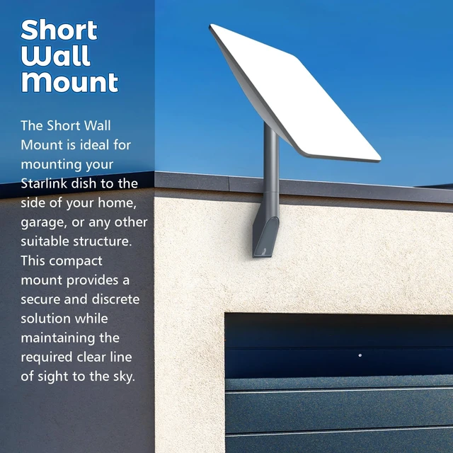 Alt view image 5 of 5 - Starlink V2 Gen2 Short Wall Mount, OEM Mounting Kit Suitable for Buildings with Short Eaves, Compatible with Starlink V2 (Gen 2) Dish & High Performance Starlink