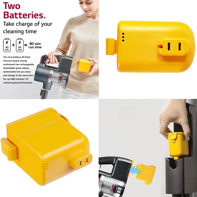Alt view image 4 of 5 - 2300mAh Cordzero A9 Vacuum Battery - Compatible with LG EAC63758601 EAC63382201 EAC63382202 EAC63382204 25.2V/53.96Wh