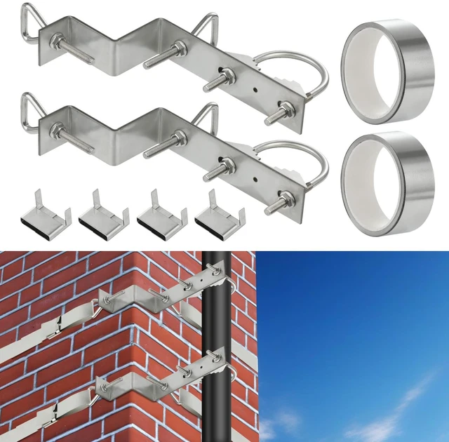 Main image of Antenna Chimney Mount,Heavy-Duty Stainless Steel Chimney Mounting Kit up to 2.4 OD Poles ,for for TV Satellite Dish Ham Outside Home