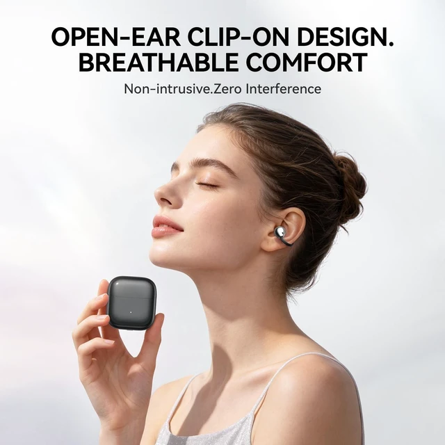 Alt view image 3 of 5 - CHENRUIDA Everyday Lightweight Clip On Earbuds-Open Ear Headphones(Black)