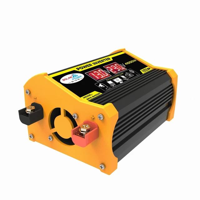 Alt view image 5 of 5 - YUHOME Modified Sine Wave Inverter High Frequency 4000W Peak Power Watt Power Inverter DC 12V to AC 220V Converter Car Power Charger Inverter with 2.1A Dual USB Port Battery Clips Display Screen