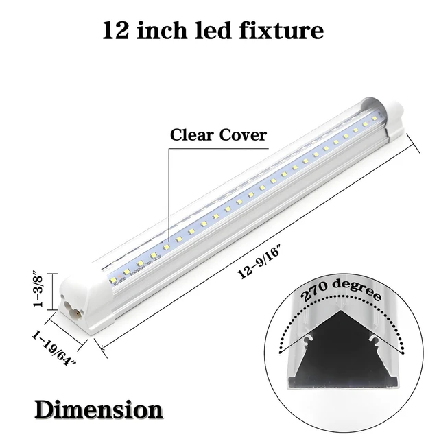 Alt view image 3 of 5 - KALINA T8 V-Shape Integrated Single Fixture, 1FT Led Tube, 1080lm, 6000k White, 9W, Utility Shop, Ceiling and Under Cabinet Light (Pack of 2)