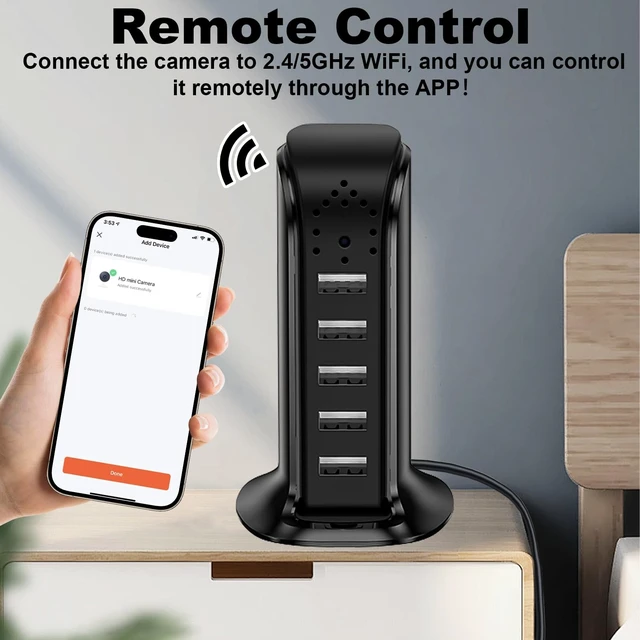 Alt view image 2 of 5 - FUXGZ WiFi Charger Camera, 1080P HD Mini Hidden Camera Wireless Nanny Cam