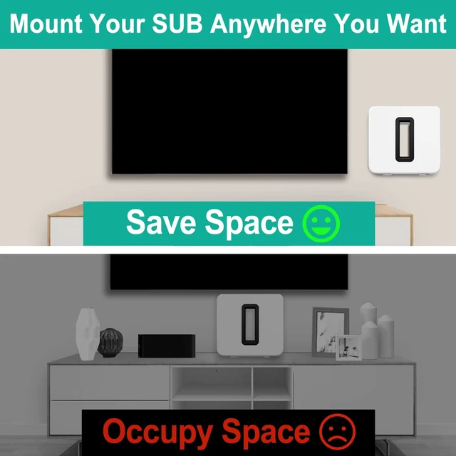 Alt view image 2 of 5 - Wall Mount for Sonos Sub Gen 3 and Gen 2 - Heavy Duty Mounting Brackets With Hardware Kit, White