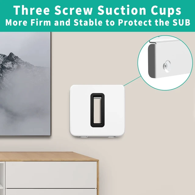 Alt view image 3 of 5 - Wall Mount for Sonos Sub Gen 3 and Gen 2 - Heavy Duty Mounting Brackets With Hardware Kit, White
