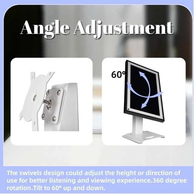 Alt view image 5 of 5 - Bonscalate Metal Swivel and Tilt Stand for Echo Show 15 (Gen 1, Gen 2) and Show 21 Adjustable (-58/+58) with 360 Rotatable Wall Mounting Holder for Monitor Full Motion 13-29 inch White