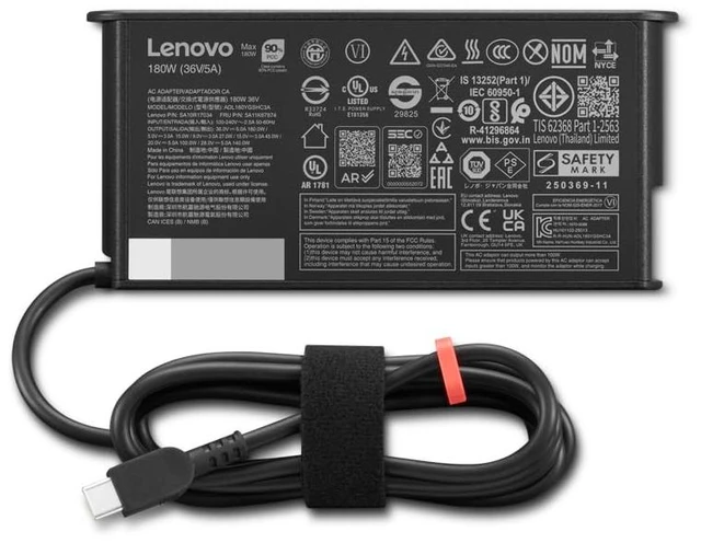 Alt view image 2 of 2 - Lenovo ThinkPad Mobile Workstation 180W USB-C GaN Slim AC Adapter for ThinkPad P16 Series-P16 G3 21RQ 21RR, ThinkPad T16g Series-T16g G3 21V5 21V6, ADL180YGSLC3A, SA10R17032, 5A11K67872.
