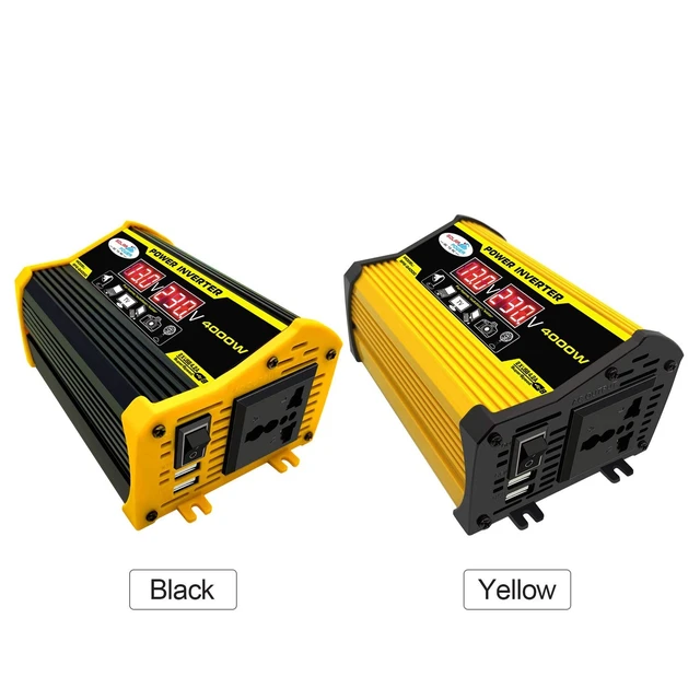 Alt view image 2 of 5 - YUHOME Modified Sine Wave Inverter High Frequency 4000W Peak Power Watt Power Inverter DC 12V to AC 110V Converter Car Power Charger Inverter with 2.1A Dual USB Port Battery Clips Display Screen