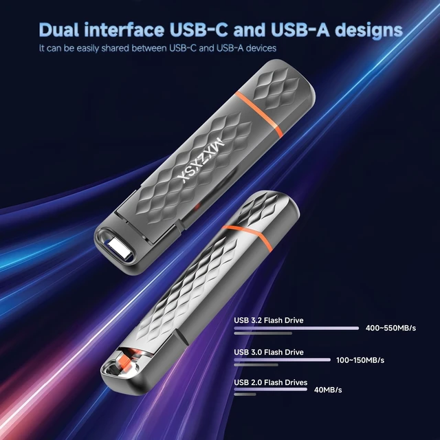 Alt view image 3 of 5 - MXZXSX 256GB External SSD Thumb Drive Up to 550MB/s USB Flash Drive,USB 3.2 + Type C, for iPhone 15/16/PS4/Android Phone/Tablet/Windows/Mac, Zinc Alloy Body