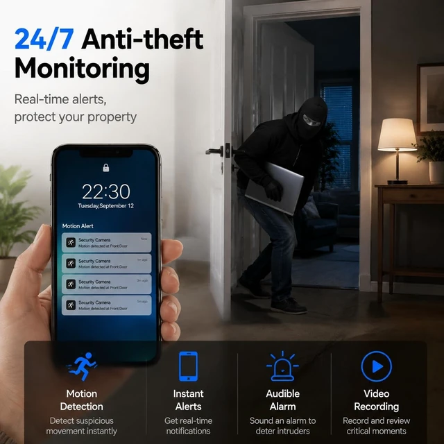 Alt view image 3 of 5 - SAMMICINCO Mini Spy Camera DIY Wireless Surveillance Hidden Camera 1080P HD, Portable Compact Security Cam with Motion Detection for Home Office Indoor Outdoor