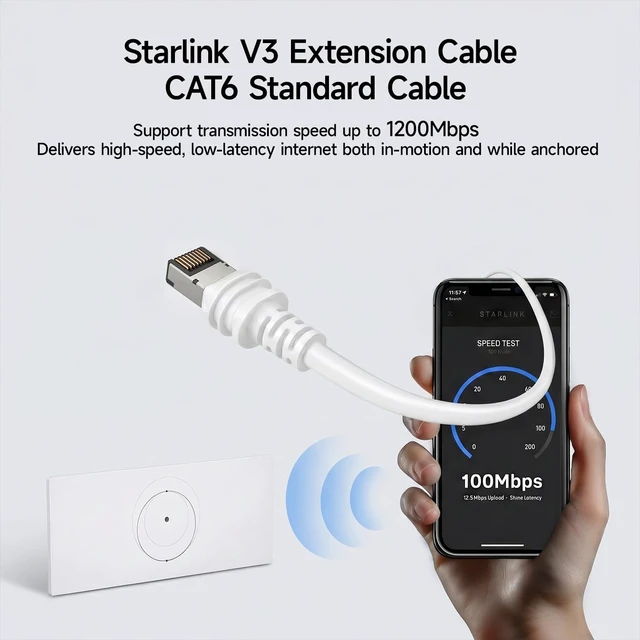 Alt view image 3 of 5 - Starlink Cable 115FT/ 35M for Starlink Standard 4/ 4X/ Gen 3/mini/ V4/ V5