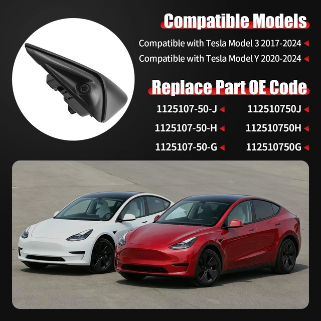 Alt view image 2 of 5 - Front Right Side Fender Camera Compatible with Tesla Model 3/Y 2017-2024