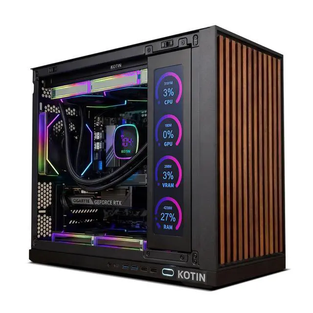 Main image of KOTIN Gaming PC Desktop Computer, Ryzen 7 9700X, GeForce RTX 5060 8GB, 32GB DDR5 6000MHz, 1TB PCIe 4.0 SSD, 11.3" Display, 360mm Liquid Cooler, WiFi 7, Windows 11 Home, ARGB Gaming Tower G60B