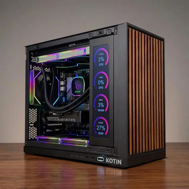 Alt view image 2 of 7 - KOTIN Gaming PC Desktop Computer, Ryzen 7 9700X, GeForce RTX 5060 8GB, 32GB DDR5 6000MHz, 1TB PCIe 4.0 SSD, 11.3" Display, 360mm Liquid Cooler, WiFi 7, Windows 11 Home, ARGB Gaming Tower G60B