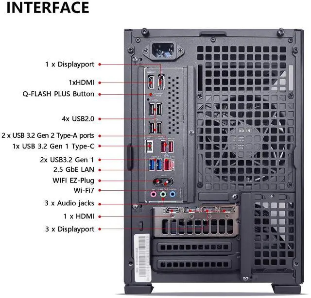 Alt view image 6 of 7 - KOTIN Gaming PC Desktop, AMD Ryzen 5 9600X up to 5.4GHz, GeForce RTX 5060 8GB GDDR7, 16GB DDR5-6000, 1TB PCIe 4.0 NVMe SSD, 650W 80+ Gold PSU, WiFi 7, Win 11 Home, 1080p/1440p Gaming Tower
