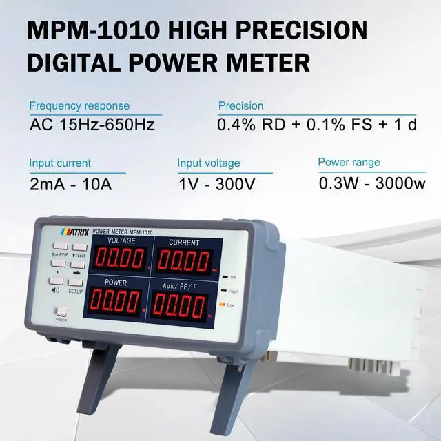 Alt view image 2 of 7 - MATRIX High-Precision Electrical Parameter Test Analyzer Digital Ac And Dc Power Meter Tester, Frequency Response 15hz-650hzAc Voltage Tester Range 0.3w~3000w