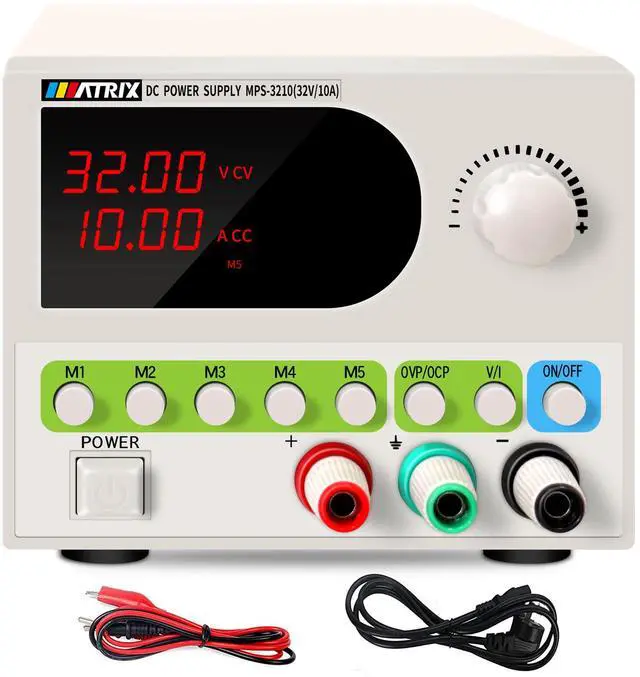 Alt view image 7 of 7 - MATRIX DC Power Supply Variable 32V 10A, MPS-3210 Adjustable Bench DC Power Supply 4-Digits Voltage and Current Display, Small Volume Switching Regulated Power Supply with 5 Sets Storage and Encoder
