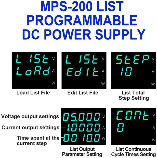 Alt view image 6 of 7 - MATRIX Switching Programmable DC Power Supply MPS-200 32V 6A 192W, Variable DC Power Supply 1mV 0.1mA Resolution with List Output, 9 Memory Presets, Adjustable Brightness, Voltage Compensation