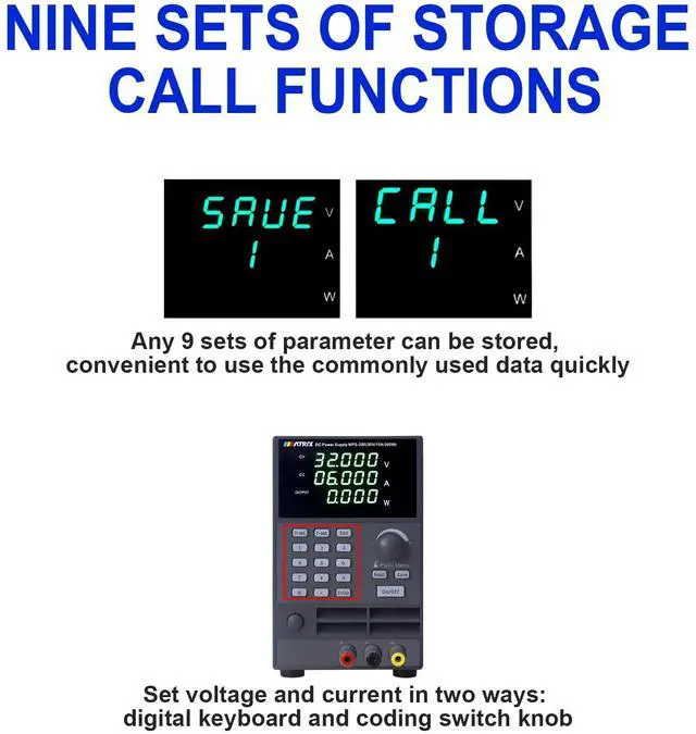 Alt view image 4 of 7 - MATRIX Switching Programmable DC Power Supply MPS-200 32V 6A 192W, Variable DC Power Supply 1mV 0.1mA Resolution with List Output, 9 Memory Presets, Adjustable Brightness, Voltage Compensation