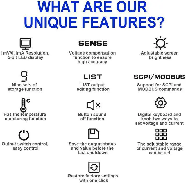Alt view image 7 of 7 - MATRIX Switching Programmable DC Power Supply MPS-200 32V 6A 192W, Variable DC Power Supply 1mV 0.1mA Resolution with List Output, 9 Memory Presets, Adjustable Brightness, Voltage Compensation