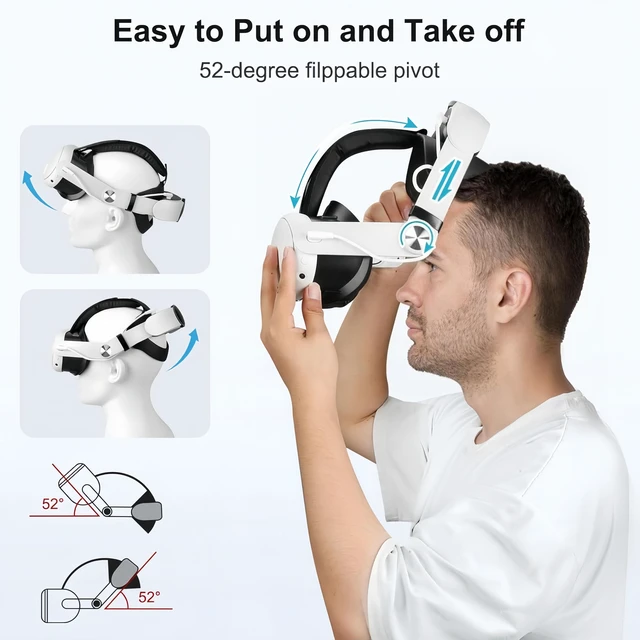 Alt view image 3 of 7 - XELIKE RGB Head Strap with Battery for Meta/Oculus Quest 3/Quest 3S, 10000mAh Battery Pack for Extended 8H of Playtime, Fast Charging VR Power, Adjustable Elite Strap Replacement VR Accessories