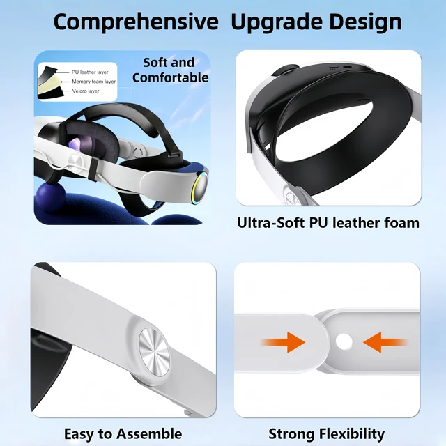 Alt view image 7 of 7 - XELIKE RGB Head Strap with Battery for Meta/Oculus Quest 3/Quest 3S, 10000mAh Battery Pack for Extended 8H of Playtime, Fast Charging VR Power, Adjustable Elite Strap Replacement VR Accessories