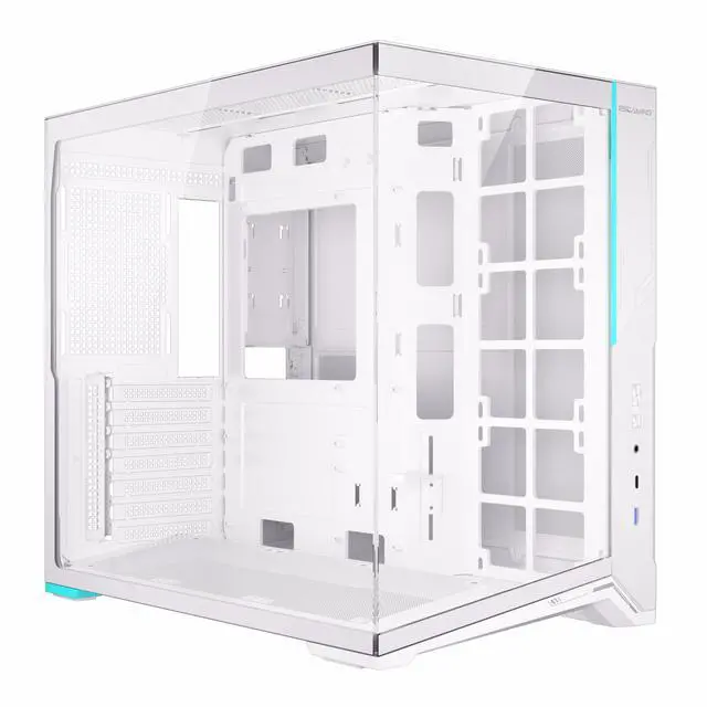 Alt view image 2 of 7 - ESGAMING ZEROMAX ATX PC Case Mid-Tower Airflow Gaming Computer Case | 8° Slanted Base |Tempered Glass Panoramic View | Fully Ventilated | White-No Fan