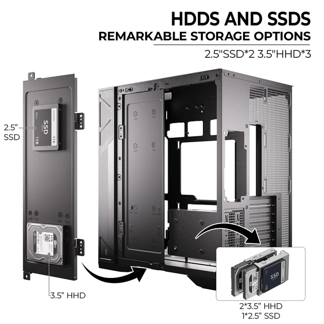 Alt view image 6 of 7 - ESGAMING EdgeFlow ATX Dual-Chamber Gaming PC Case - Black