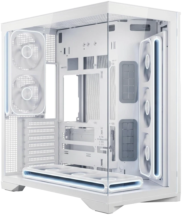 Alt view image 2 of 7 - ESGAMING EdgeFlow ATX Dual-Chamber Gaming PC Case - White