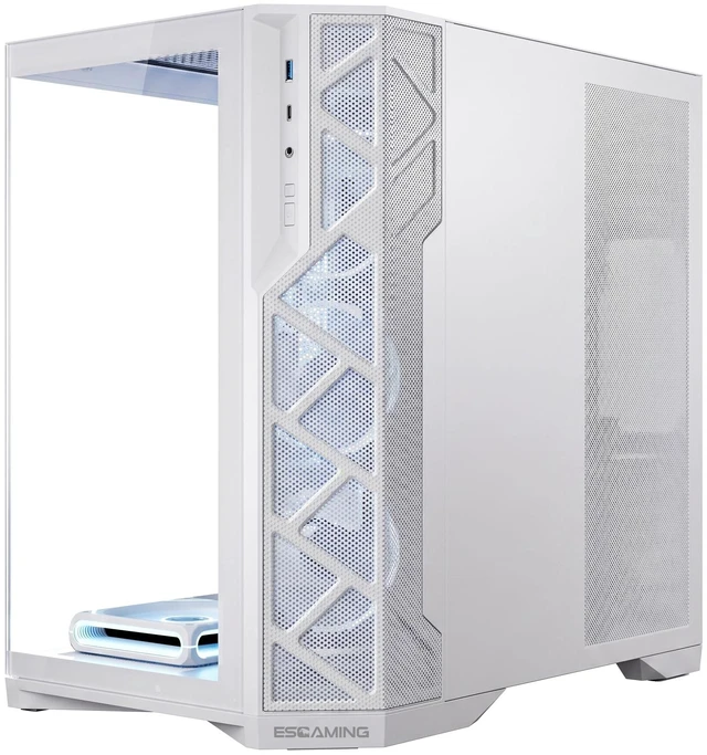 Alt view image 3 of 7 - ESGAMING EdgeFlow ATX Dual-Chamber Gaming PC Case - White