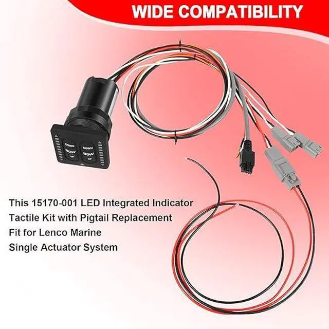 Alt view image 2 of 7 - 15170-001 LED Indicator Integrated Tactile Switch Kit Fits for Lenco Marine Single Actuator System