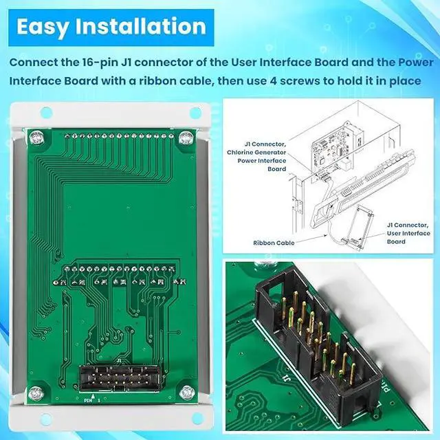 Alt view image 6 of 6 - Replacement for Jandy R0467400 PCB User Interface Board For Zodiac Aquapure Nature2 Fusion Purelink Clormatic Power Control Water Purification Center Small Front Style After 12/2007 with 4 Screws