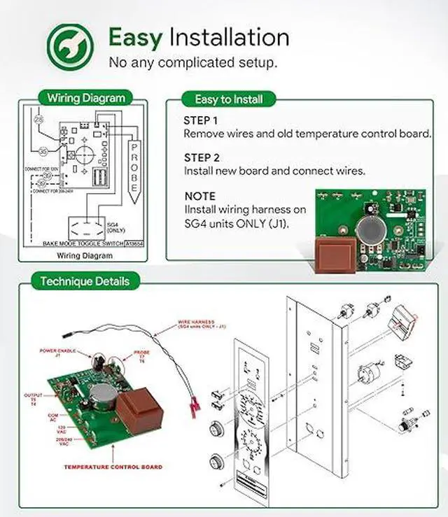 Alt view image 5 of 7 - 00-913149 NCC Temp Control Board Temperature Controller Kit w/Wire Harness,Replacement for Vulcan Hart, Hobart & Allpoints 00-353613-00002, 353613-2, 428897-8 Vulcan Hart Temperature Control Board