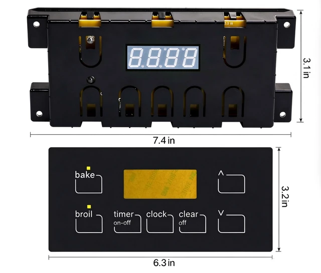 Alt view image 2 of 4 - 316455410 Gas Range Oven Control Board, 7-Button Clock Panel, Replacement Part Replaces 5304518661