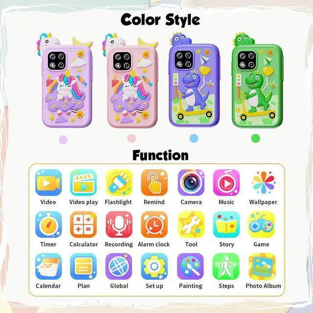 Alt view image 3 of 7 - Kids Smart Phone, Touchscreen HD Dual Camera Cell Phone for Kids,2.8" Touchscreen, 20 Games, MP3, Christmas Birthday Gift for Ages 3-10, Toddler Girl Toys