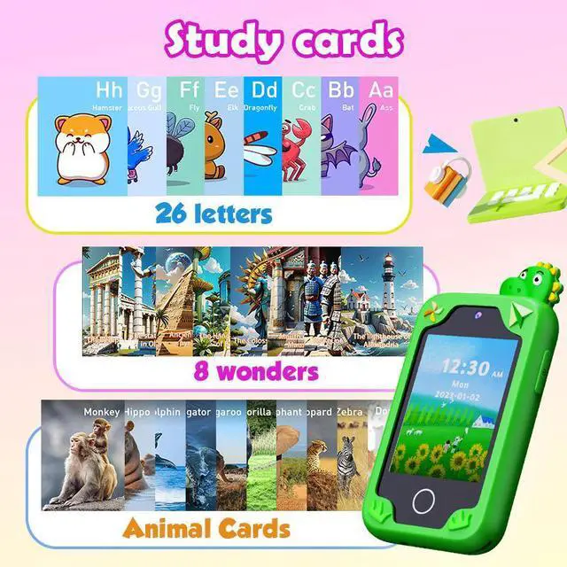 Alt view image 6 of 7 - Kids Smart Phone, Touchscreen HD Dual Camera Cell Phone for Kids,2.8" Touchscreen, 20 Games, MP3, Christmas Birthday Gift for Ages 3-10, Toddler Girl Toys