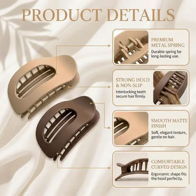 Alt view image 4 of 7 - 4PCS Duckbill Hair Clips for Women, French Flat Hair Claws for Thick Thin Hair, Simple Elegant Solid Color Lay Flat Clips, Non-Slip Hair Clamps for Long Short Hairs
