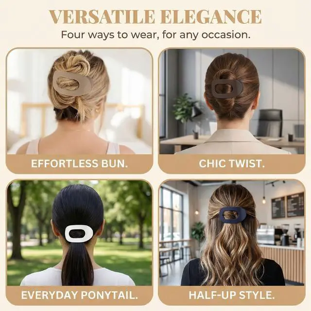 Alt view image 6 of 7 - 4PCS Duckbill Hair Clips for Women, French Flat Hair Claws for Thick Thin Hair, Simple Elegant Solid Color Lay Flat Clips, Non-Slip Hair Clamps for Long Short Hairs