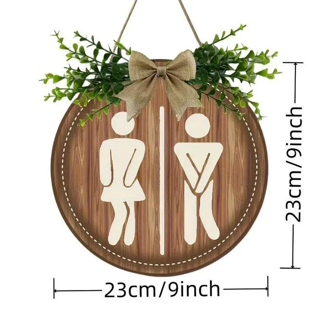 Alt view image 7 of 7 - Worparsen Restroom Signs for Business Funny Bathroom Sign Boy Girl in Use Sign for Bathroom Door for Rustic Farmhouse Decor Women Gender Home, 9 Inch Wooden Color