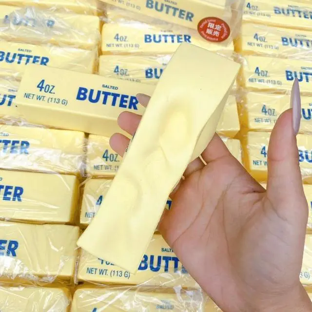 Alt view image 3 of 6 - 3 PCS Butter Squishy Toys, Super Soft Butter-Shaped Slow Rising Squishy, Sticky Butter Sticks Squeeze Toys, Realistic Food Squishies Fidget Toys for Decompression Anxiety Relaxation