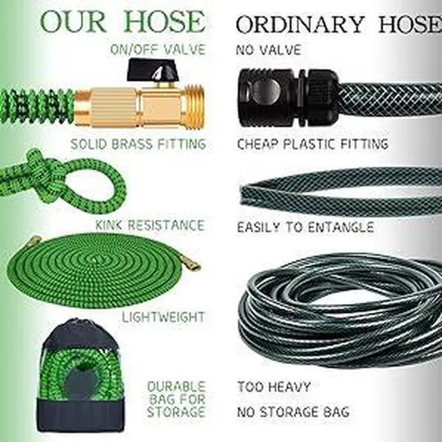 Alt view image 4 of 7 - Generic Brand 100FT 4X Stronger Deluxe Heavy Duty Expandable Flexible Garden Water Hose Green with High Pressure Anti-Leaking 3/4" Connector and Multi-Function Spray Gun for Outdoor Use