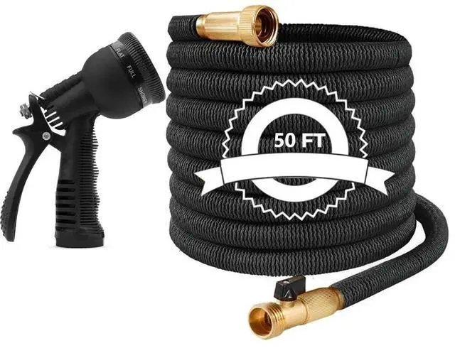 Main image of Generic Brand 50FT 4X Stronger Deluxe Heavy Duty Expandable Flexible Garden Water Hose Black High Pressure Anti-Leaking Hose Garden Hose Pipe Spray Gun
