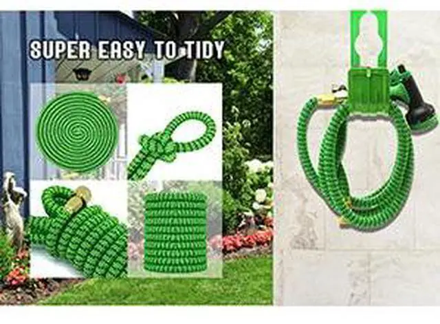 Alt view image 2 of 7 - Generic Brand 75FT Heavy Duty Expandable Flexible Garden Hose Black Deluxe Water Hose with Stronger Multi-Layer Design, High Pressure Anti-Leaking Hose Gun, 10-Function Spray Nozzle, 3/4" Connector