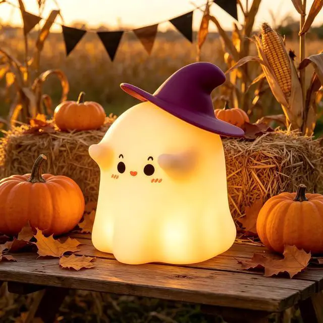 Alt view image 2 of 7 - Generic Brand Ghost Night Light Halloween Night Light with Timer Soft Squeezable Touch Lamp Rechargeable Dimmable Cute Lamp for Bedroom Desk Decor and Halloween Decor Gifts, 1 Pack