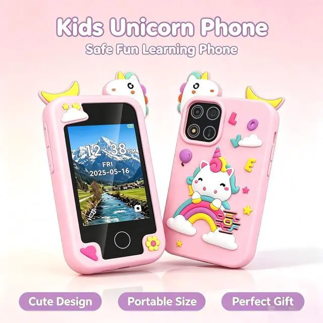 Main image of Kids Smart Phone, Touchscreen HD Dual Camera Cell Phone for Kids,2.8" Touchscreen, 20 Games, MP3, Christmas Birthday Gift for Ages 3-10, Toddler Girl Toys