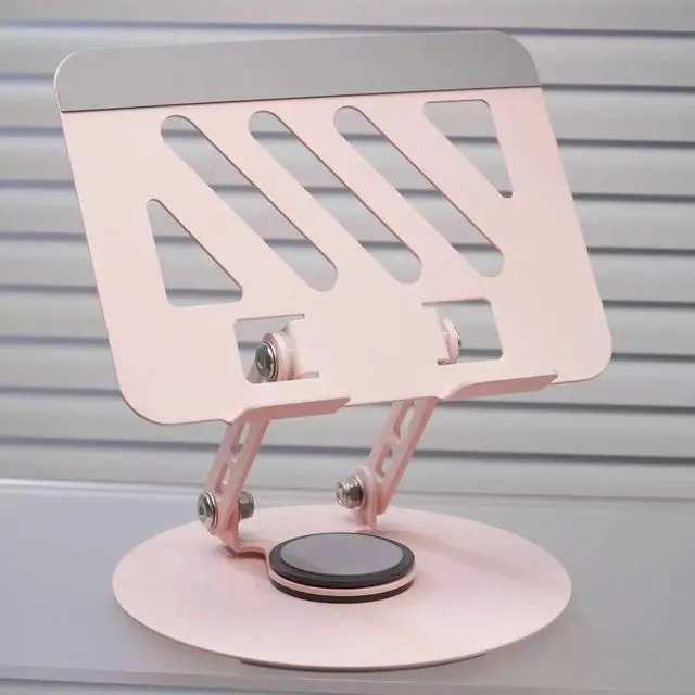 Main image of Laptop Stand for Desk, Adjustable Computer Stand with 360° Rotating Base, Ergonomic Laptop Riser for Collaborative Work, Foldable & Portable, Compatible with All 10-17.3" Laptops - Pink