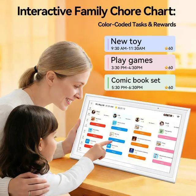 Alt view image 5 of 7 - Digital Calendar, 15.6 Inch Smart Wall Planner with Dual-Mode Touchscreen, Family Chore Chart & Schedule Sync Function, Ideal Household Gift for Ladies and Family