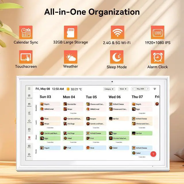 Alt view image 2 of 7 - Digital Calendar, 15.6 Inch Smart Wall Planner with Dual-Mode Touchscreen, Family Chore Chart & Schedule Sync Function, Ideal Household Gift for Ladies and Family