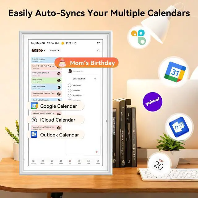 Alt view image 6 of 7 - Digital Calendar, 15.6 Inch Smart Wall Planner with Dual-Mode Touchscreen, Family Chore Chart & Schedule Sync Function, Ideal Household Gift for Ladies and Family