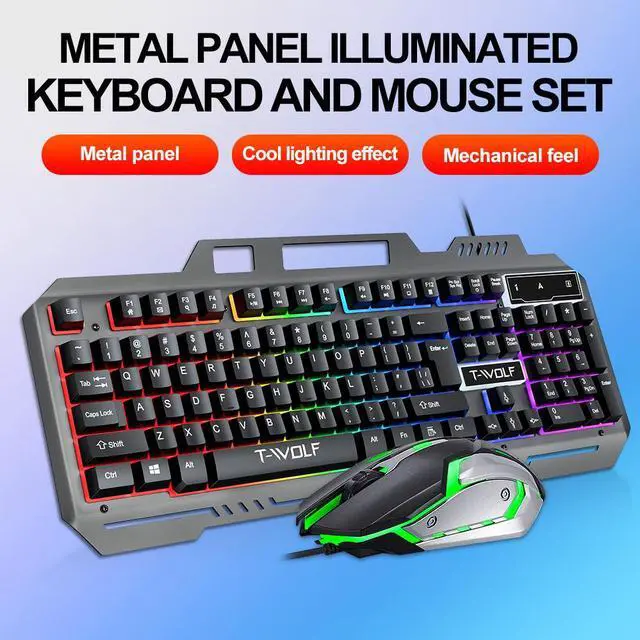 Alt view image 5 of 6 - Gaming Keyboard and Mouse Combo with Phone Stand, Mechanical Feel, RGB LED Backlit, Spill-Resistant Design, 104 Keys Full Size Wired Keyboard for Windows, PC, Laptop, Gaming